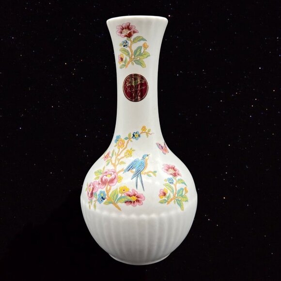 Wicklow Vale Ireland Porcelain Vase Bird And Original Sticker Butterfly 6”T 1.5” - Picture 3 of 8